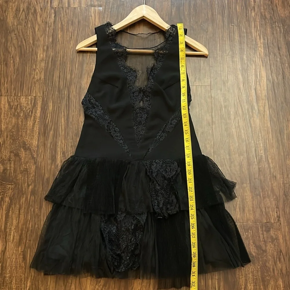 Free people Dove lace sheer mesh mini ruffle dress 4 - Picture 9 of 13